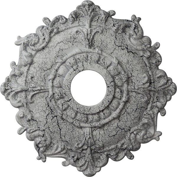 Ekena Millwork Riley Medallion (Canopies up to 4 5/8"), 18"OD x 3 1/2"ID x 1 1/2"P, Ultra Pure White Crackle CM18RLUWC - main